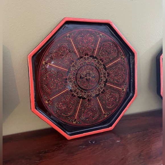 Vintage Mid Century Asian Serving Trays - Picture 3 of 15